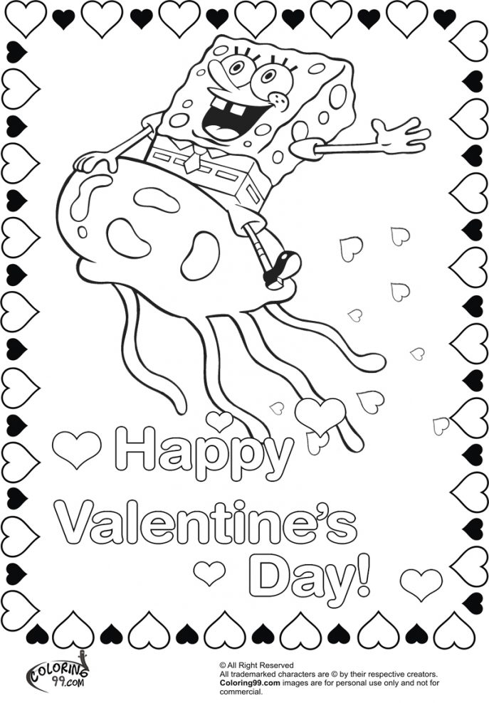 687x988 Spongebob Valentine Coloring Pages Quotes Amp Wishes