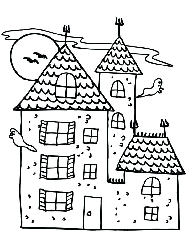 600x776 Haunted House Coloring Page Drawn Haunted House Haunted Castle 6