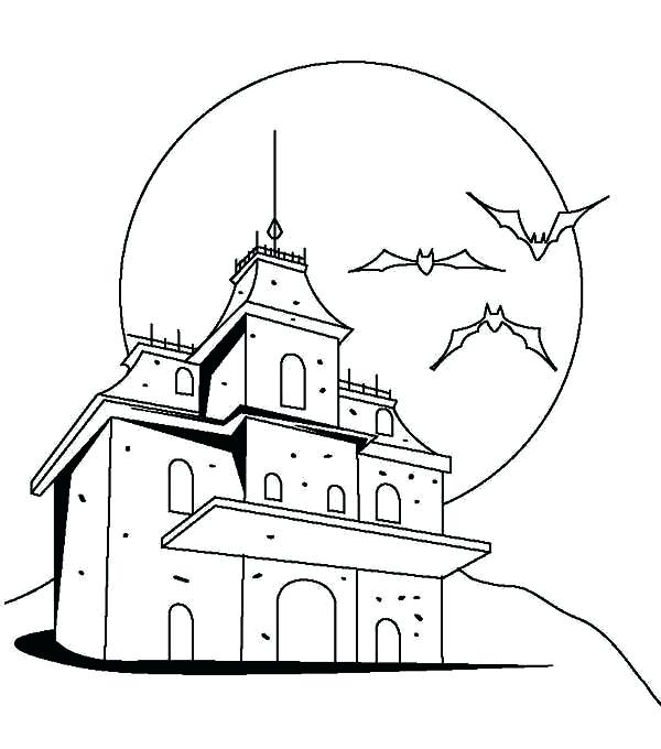 600x680 Haunted Mansion Coloring Pages Scary Haunted Castle Coloring Page
