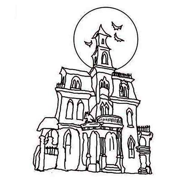 600x600 Old Fashioned Printable Haunted House Coloring Pages Vignette