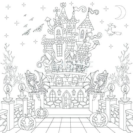 450x450 Gothic Coloring Pages Coloring Book Coloring Page Spooky Castle