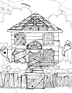 281x364 Haunted House Coloring Page.png