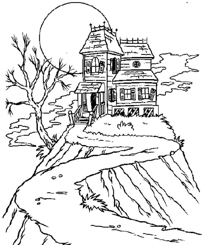660x800 Haunted House Picture Coloring Pages