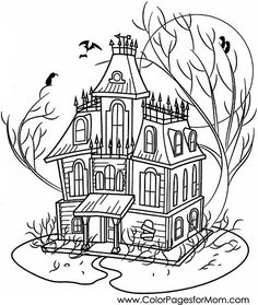 236x279 Halloween Colouring Page, Haunted House Colouring Page Projects