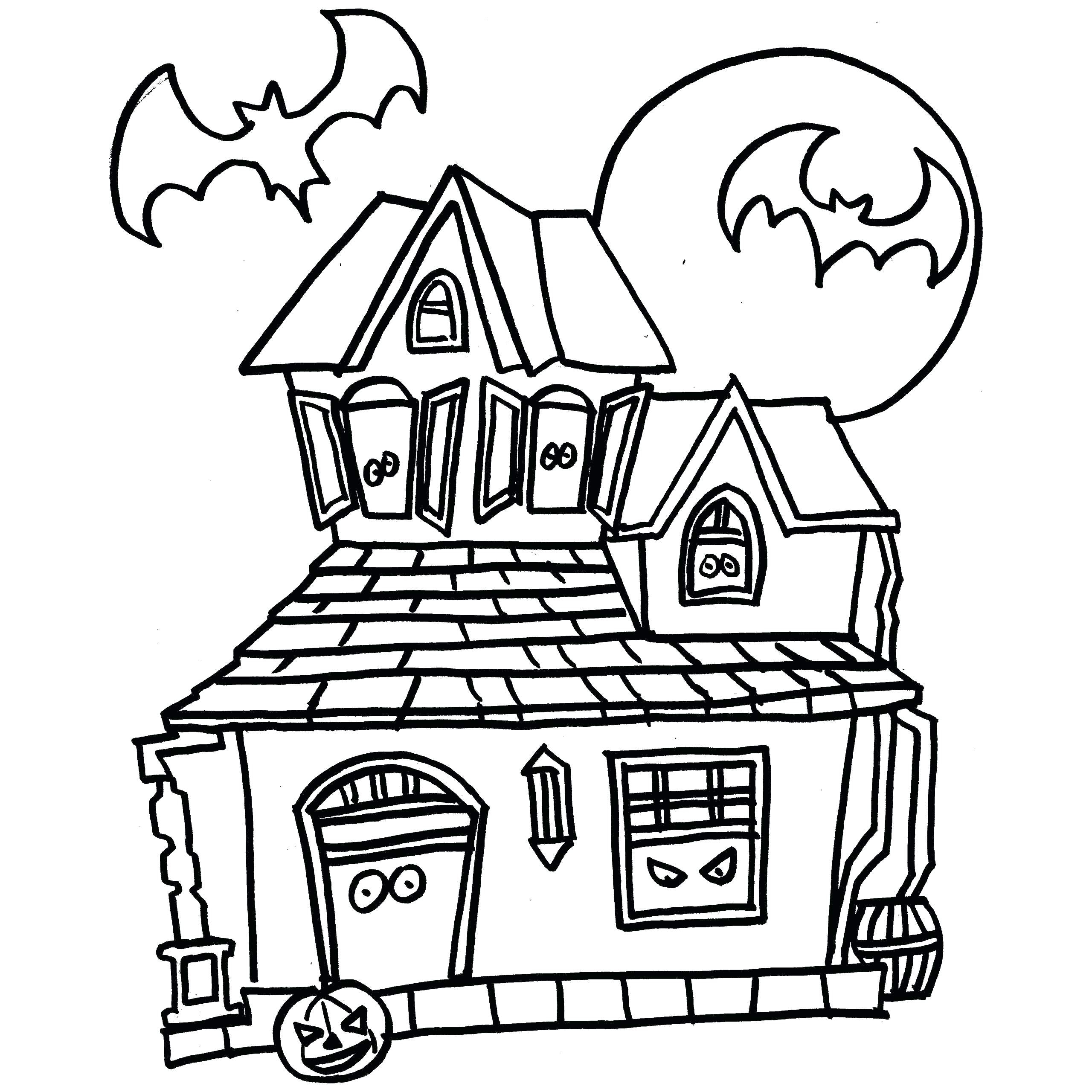 2560x2560 Haunted House Coloring Page