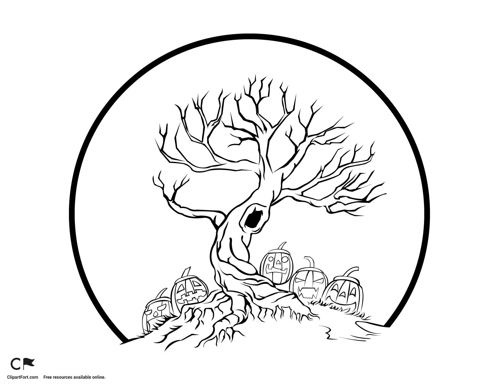 1650x1275 Halloween Coloring Pages Spooky Tree Collection Coloring