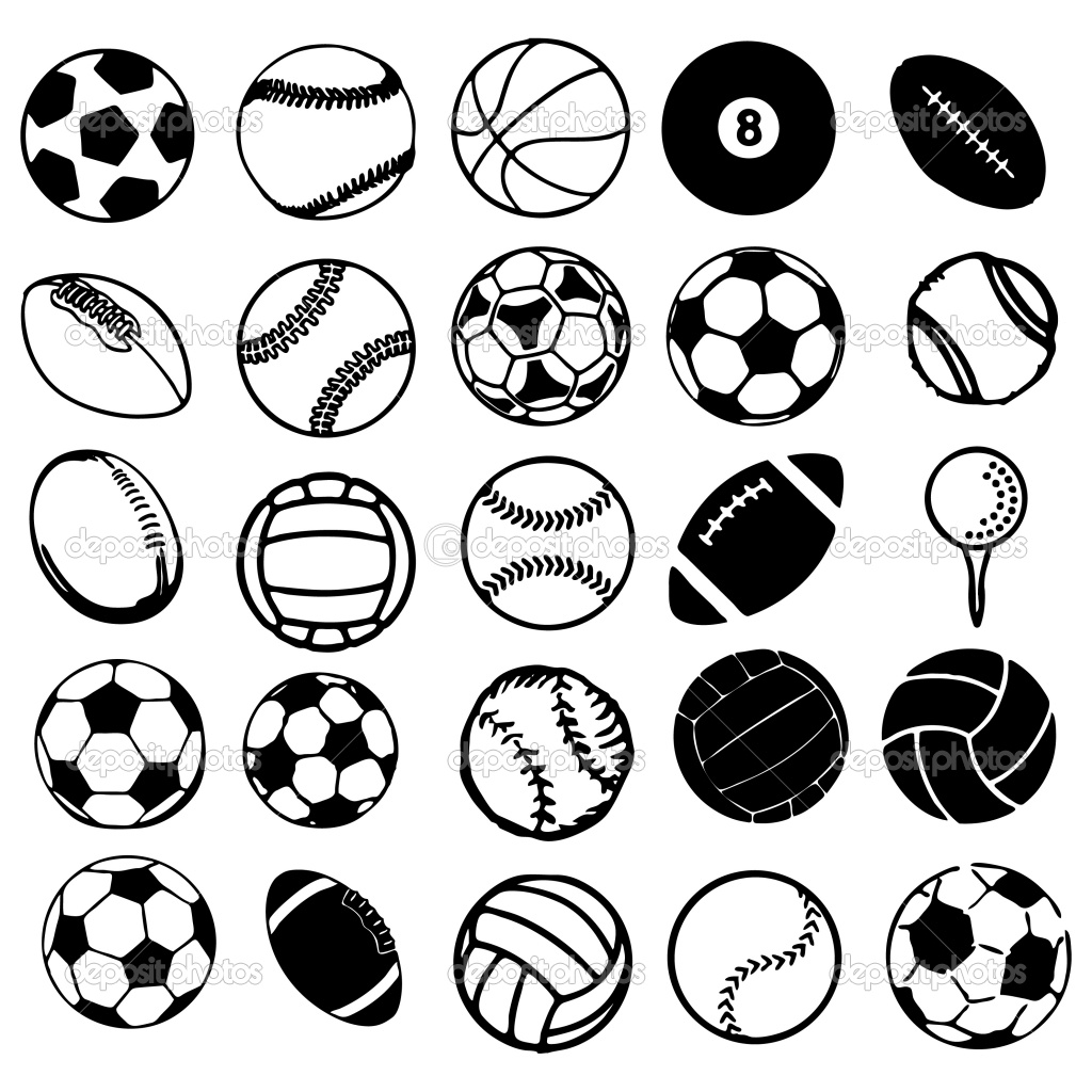 1024x1024 Sports Balls Coloring Pages