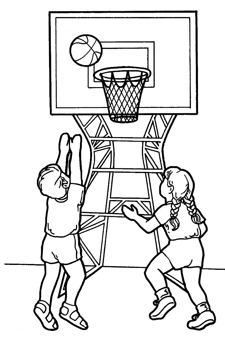 726x1093 Kids Playing Basketball Free Coloring Page Kids Sports Coloring
