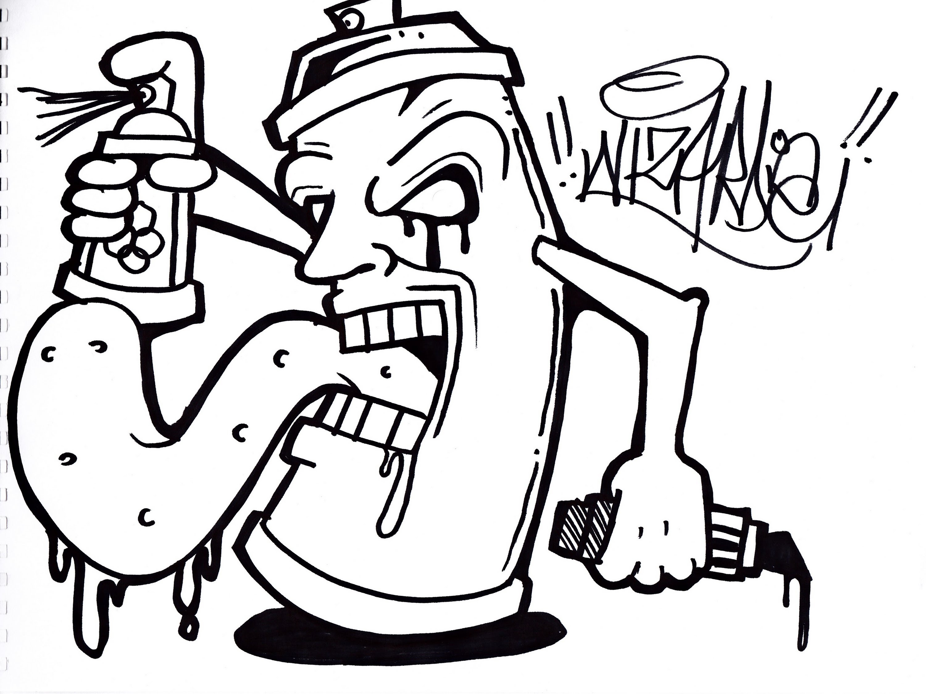 3000x2248 Graffiti Spray Can Coloring Pages How To Draw Graffiti Spray Cans