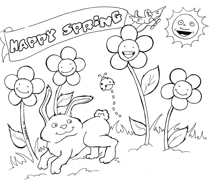 736x632 All Flower Are Blooming On Springtime Coloring Page Download