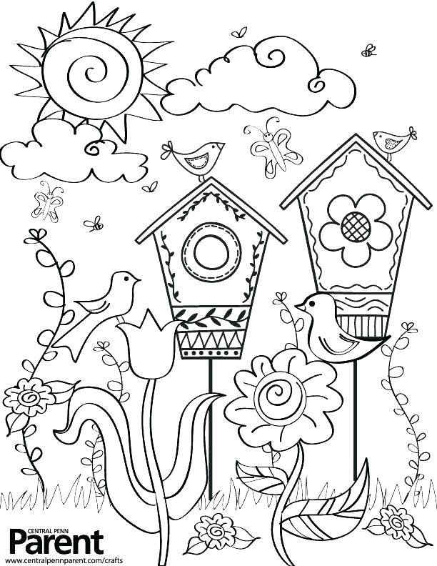 612x792 Spring Themed Coloring Pages Spring Color Sheets Also Homely Ideas