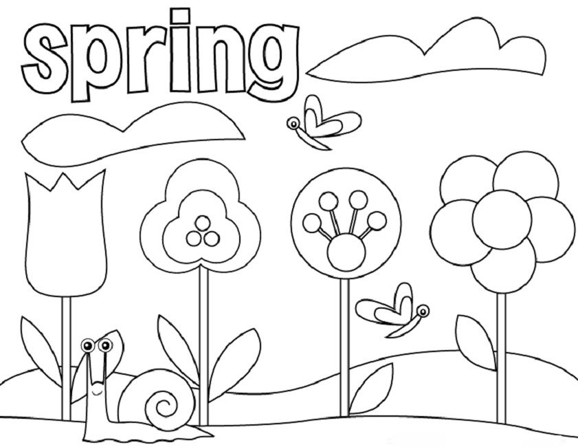 841x650 Springtime Printable Coloring Pages Insider Springtime Pictures