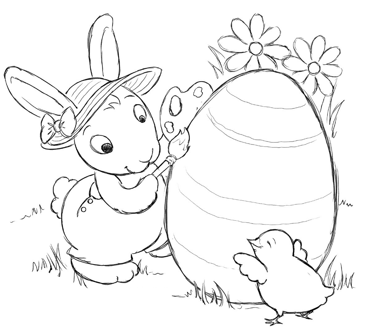 1200x1074 Happy Spring Easter Bunny Coloring Pages