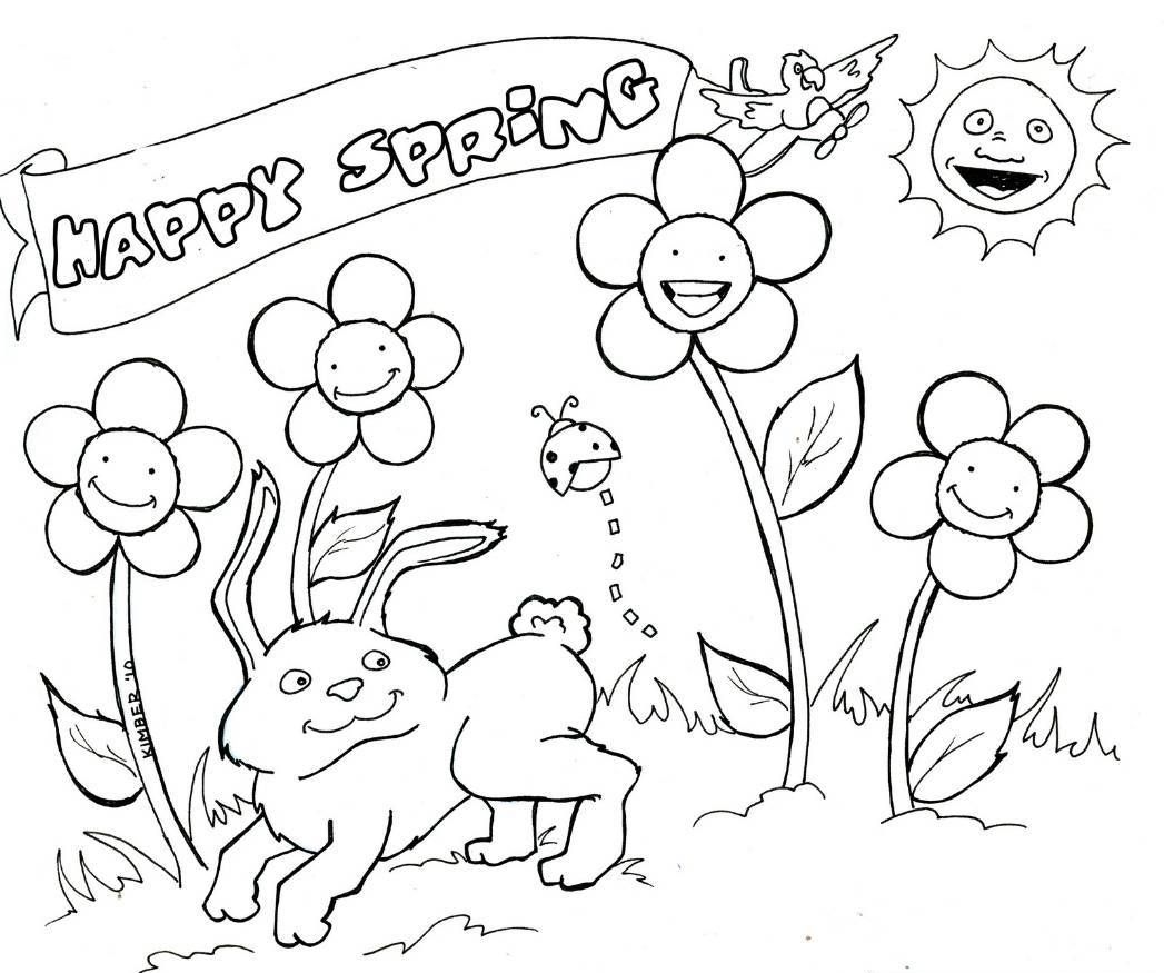 1047x875 Coloring Pages For Spring Free Coloring