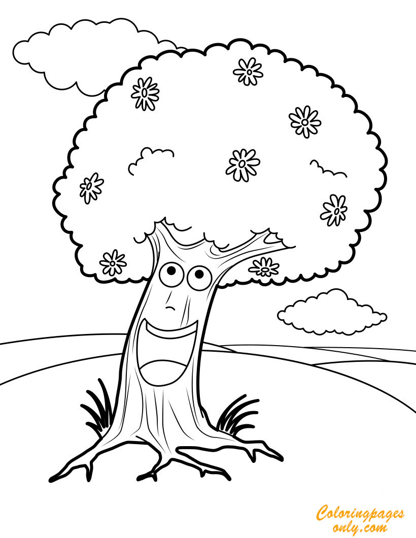 820x1060 Flowering Spring Tree Coloring Page