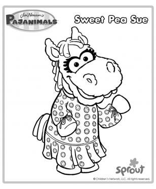 308x373 Sweet Pea Sue Pajanimals Coloring Pages Pbs Kids Sprout