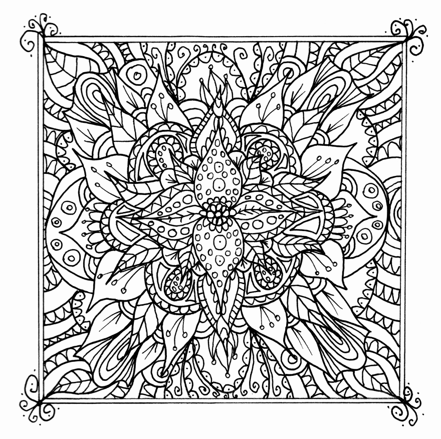 880x876 Designs To Color In Leversetdujourfo Square Mandala Coloring Pages