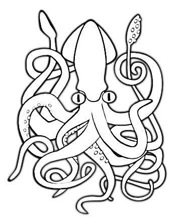 350x446 Marine Animal Coloring Pages Squid Coloring Pages To Printable