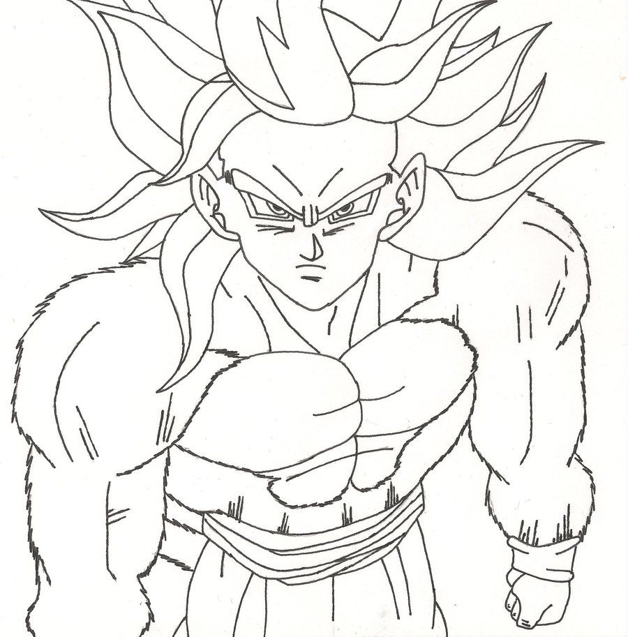 900x913 Super Saiyan 4 Goku Coloring Page Free Download