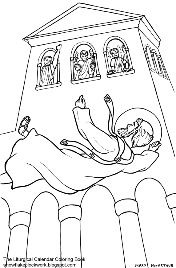 572x869 Snowflake Clockwork Holy Family Coloring Page, December Pages