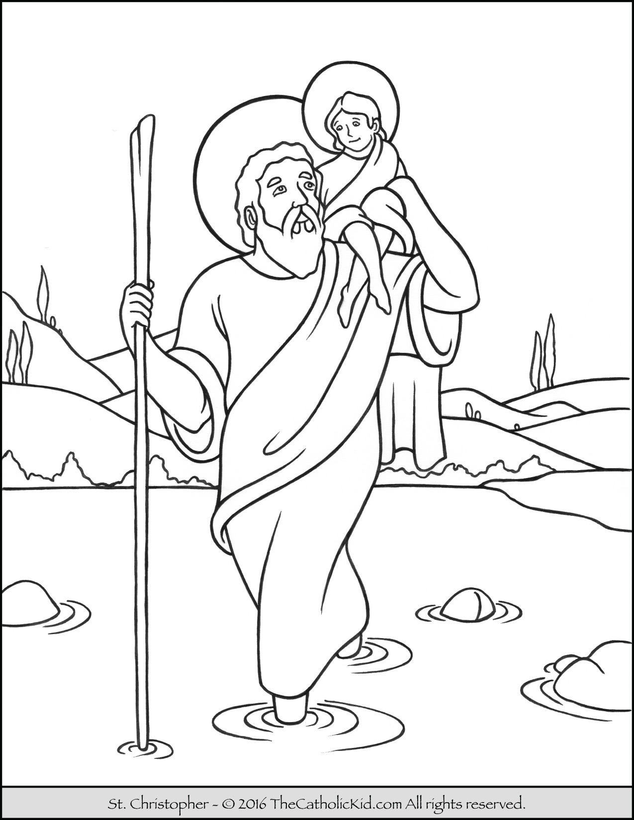 1275x1650 Saint Christopher Coloring Page The Catholic Kid Inside Pages