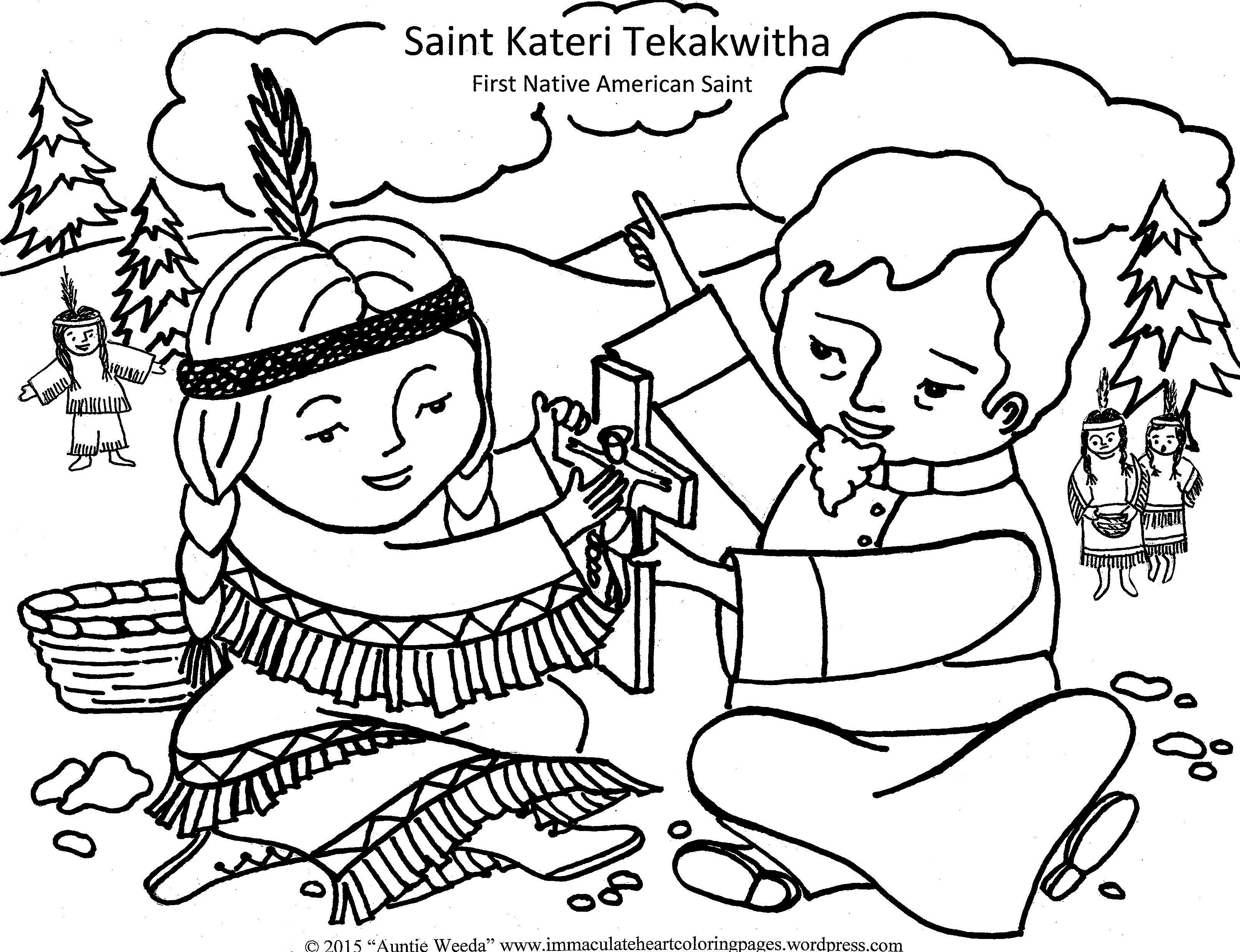 3229x2479 Saint Kateri Tekakwitha Coloring Page Immaculate Heart Coloring