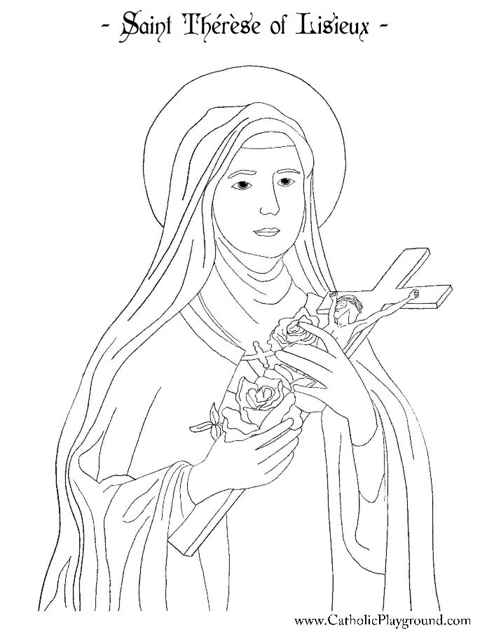 695x900 Saint Therese Of Lisieux Coloring Page Catholic Playground