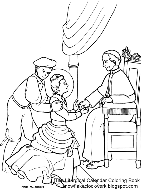 539x717 Snowflake Clockwork St. Therese Coloring Page