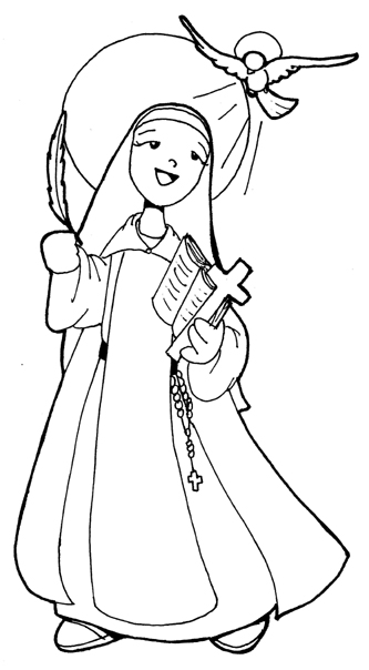 333x604 St. Teresa Of Avila Catholic Coloring Page. She Is The Patron