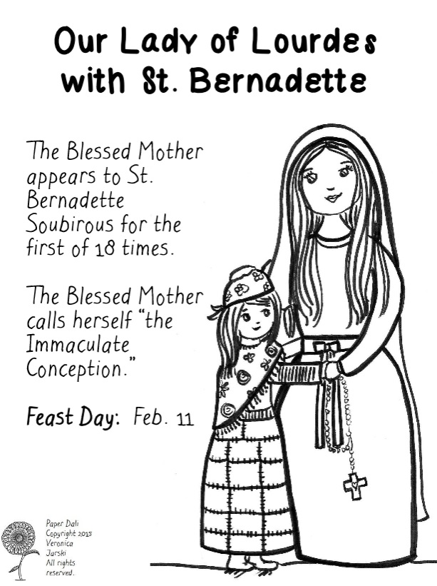 613x821 Paper Dali Free Our Lady Of Lourdes Coloring Page [Printable]