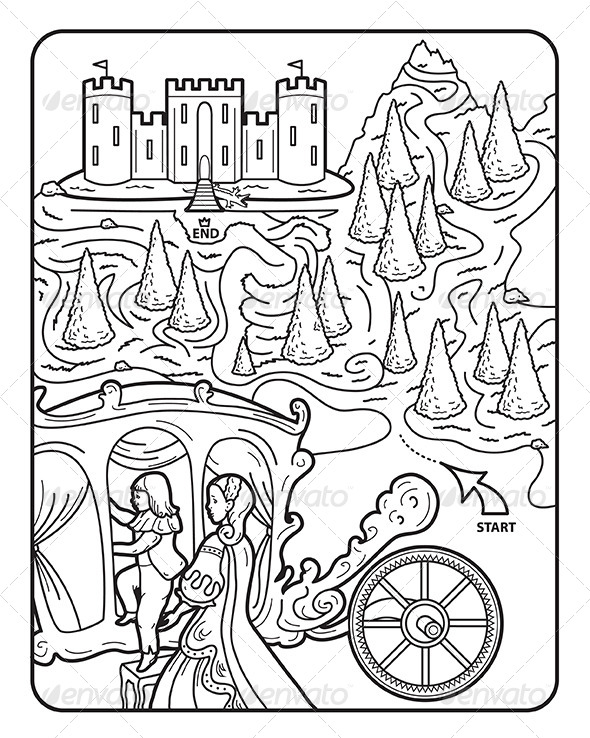 590x738 Coloring Book Page, Maze, Princess Augusta By Jamiejay Graphicriver