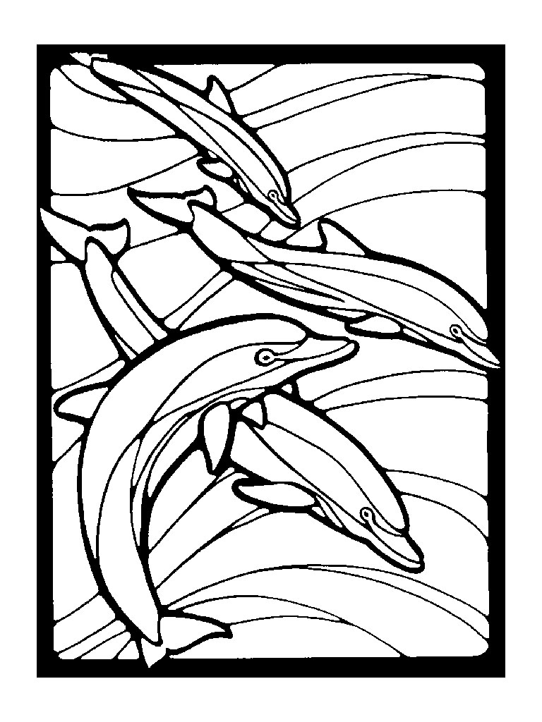 768x1024 Dolphins Stained Glass Style