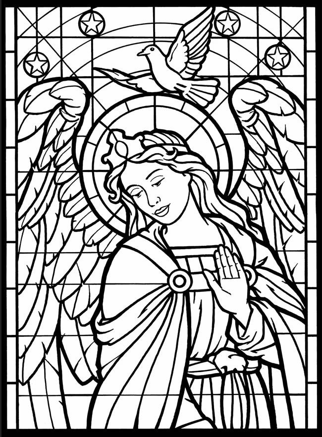 650x882 Cozy Stained Glass Coloring Pages Adult Angel Disney Dover Jesus