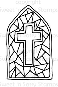 Stained Glass Cross Coloring Page