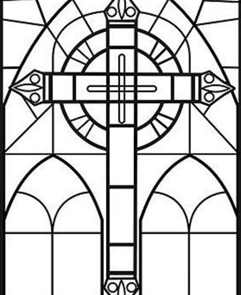 489x600 Stained Glass Cross Coloring Page Popular Trend Coloring Pages