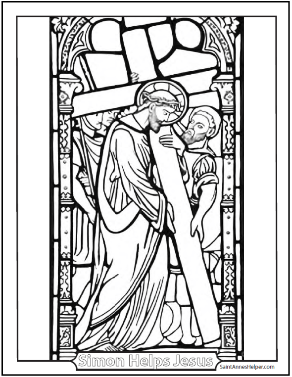 590x762 Carrying Of The Cross Coloring Page Stained Glass