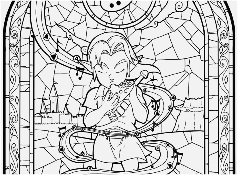 827x609 Stained Glass Window Coloring Pages View Zelda Wind Breaker Big