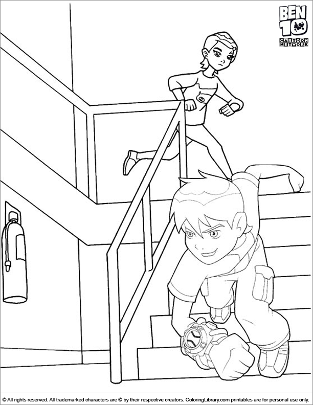 612x792 Ben 10 Coloring Page Ben Is Running Down The Stairs Coloring