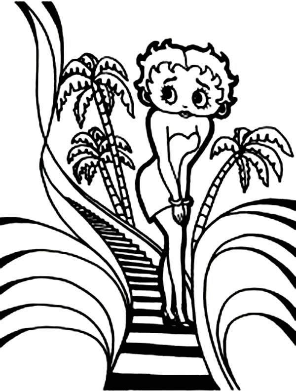 600x794 Betty Boop Down The Stairs Coloring Page Coloring Sun