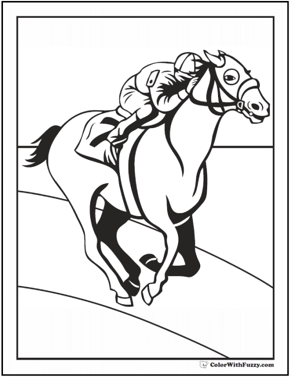590x762 Horse Coloring Page Riding, Showing, Galloping
