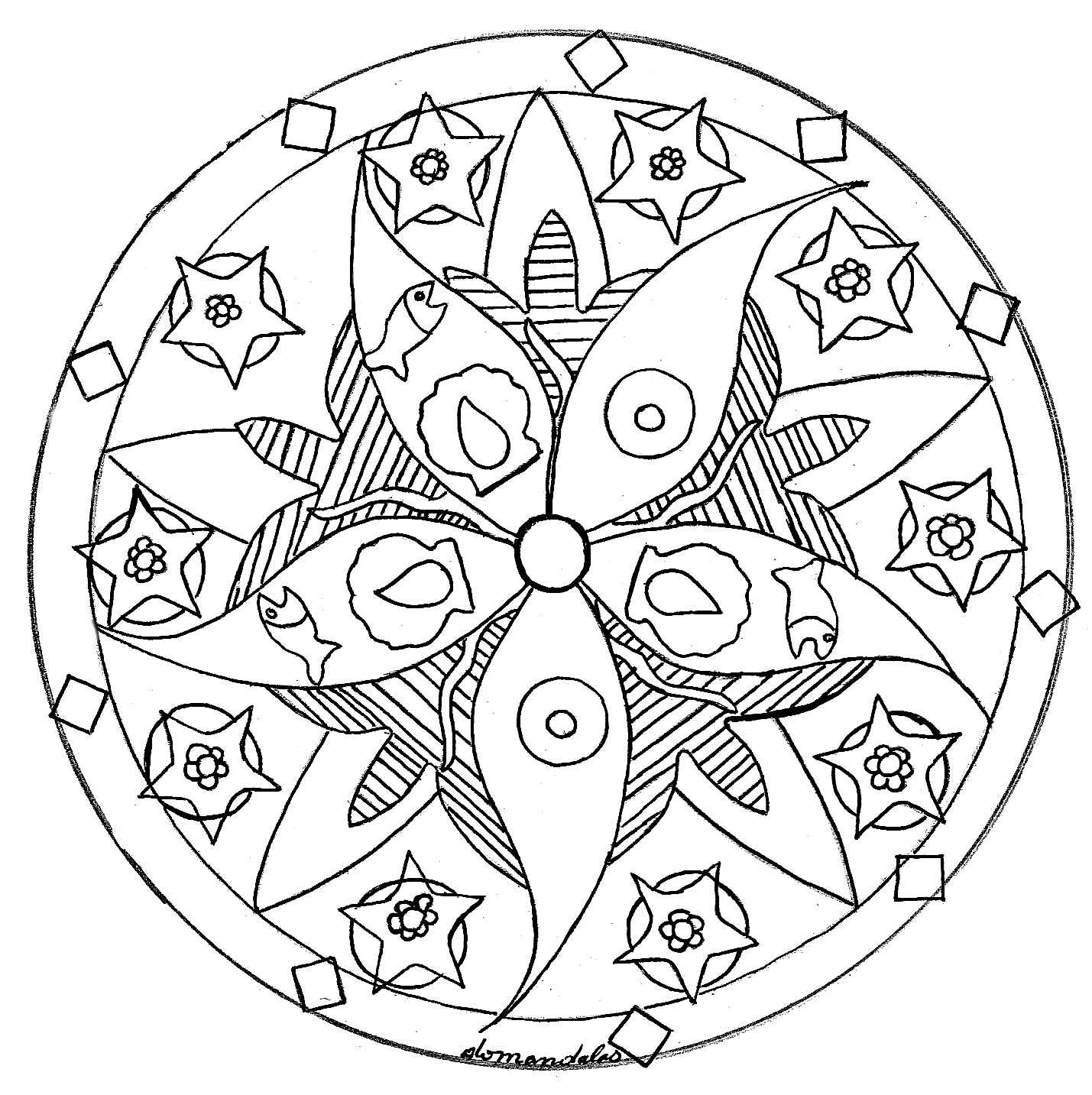 1429x1433 Mandala Domandalas Fish Sea Star