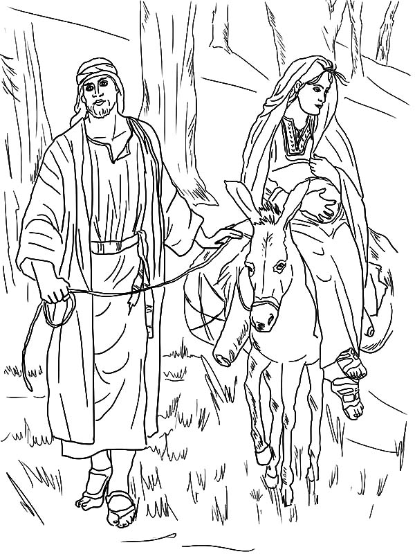 600x800 Mary And The Donkey Followed By Star Of Bethlehem Coloring Pages