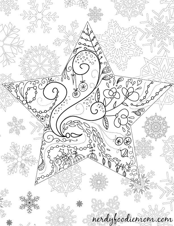 612x792 Christmas Adult Coloring Page Adult Coloring, Star And Craft