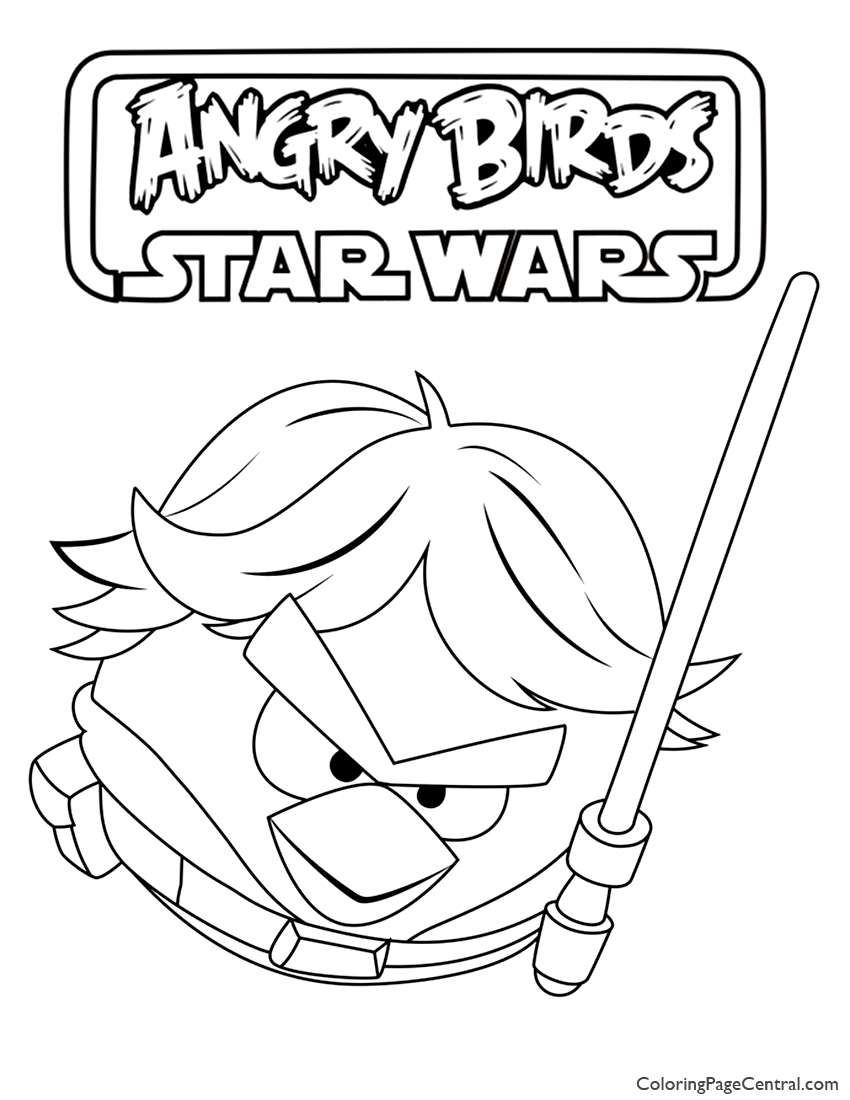 850x1100 Angry Birds Star Wars Luke Skywalker 01 Coloring Page Coloring