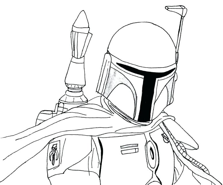 775x641 Coloring Page By On Pages Free Boba Fett Colouring Murs