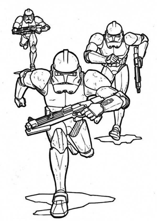 600x842 The Clone Troopers Pursuing In Star Wars Coloring Page