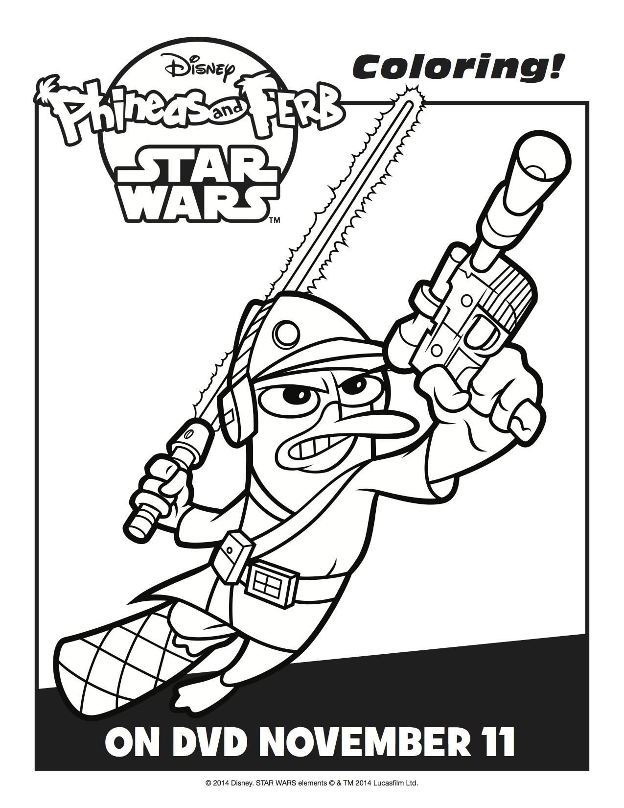 1275x1650 Helpful Phineas And Ferb Star Wars Coloring Pa