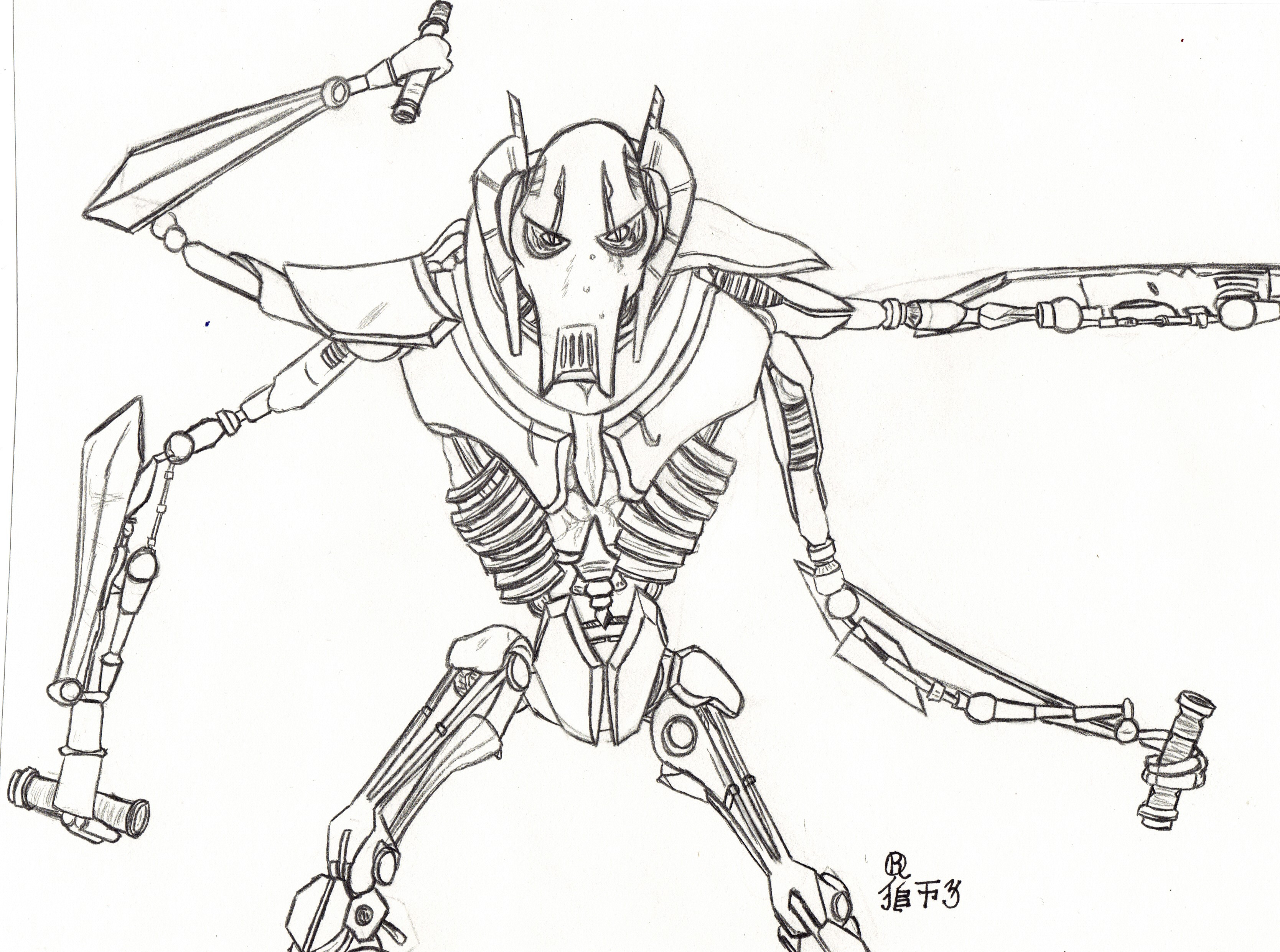 3337x2483 Lovely Star Wars Coloring Pages General Grievous