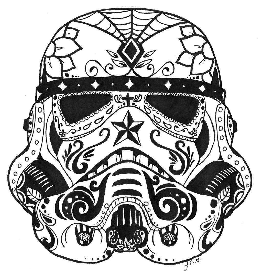 1024x1057 Star Wars Stormtrooper Sugar Skull Coloring Page Cool Crafts