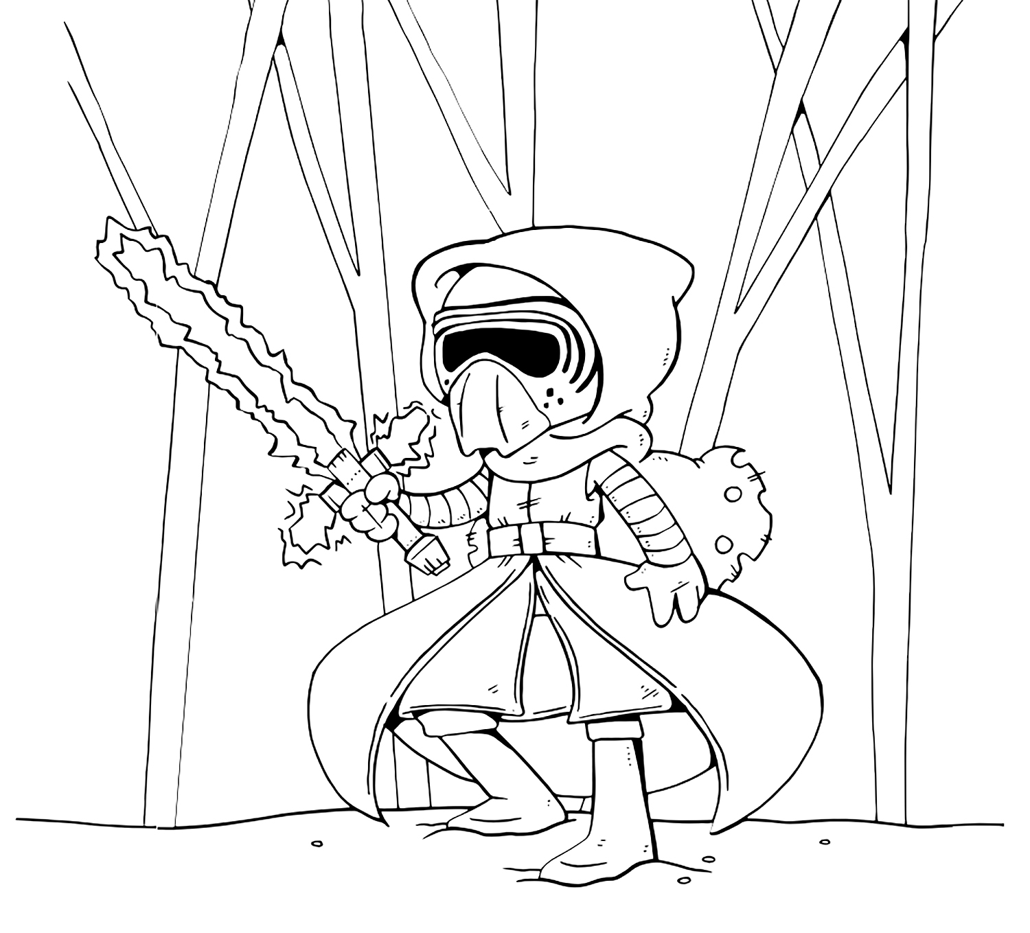 1500x1359 Kylo Ren In Star Wars The Last Jedi Coloring Pages